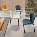 4 Karrige të Veshura me Tapiceri në Pëlhurë Bouclè dhe Kornizë Metalike të Zezë - Tiziana Viadurini