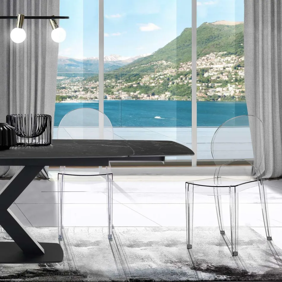 4 Karrige të stivueshme të jashtme dhe të brendshme në polikarbonat - kali Viadurini