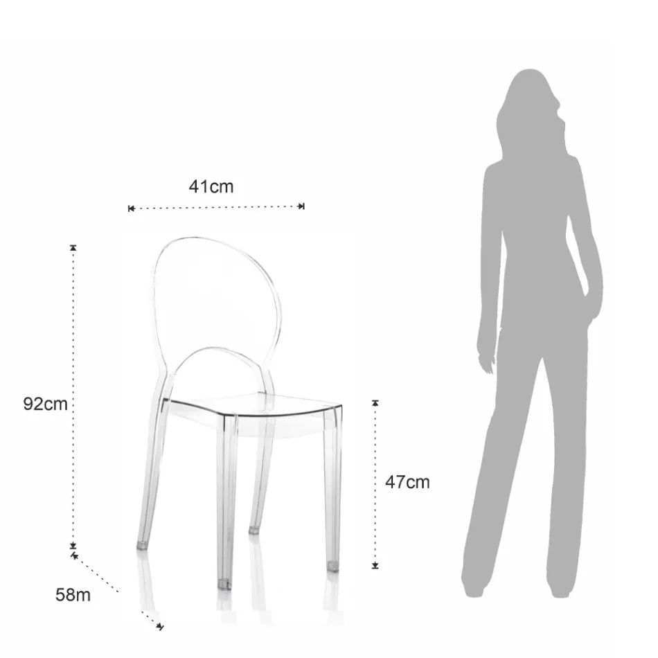 4 Karrige të stivueshme të jashtme dhe të brendshme në polikarbonat - kali Viadurini