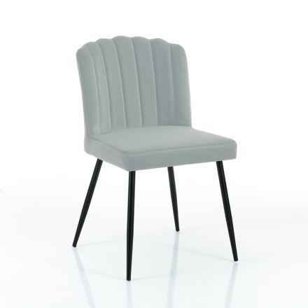 4 karrige në pëlhurë mikrofiber me efekt kadife gri - Kajsi Viadurini