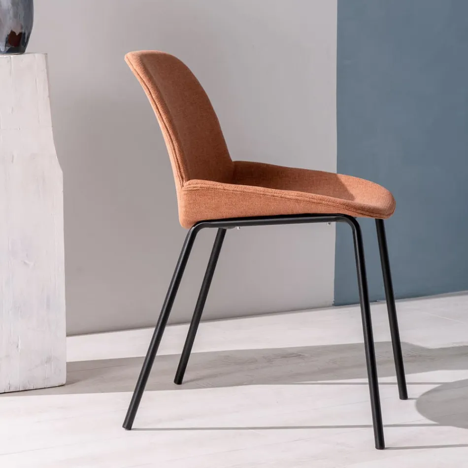 4 Karrige prej pëlhure, Strukturë polipropileni dhe Këmbë metalike - Patchulli Viadurini