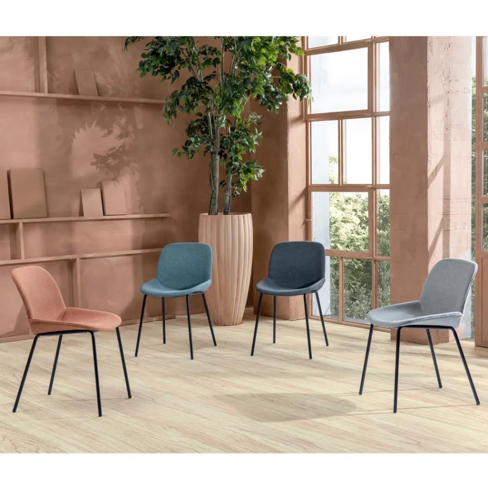 4 Karrige prej pëlhure, Strukturë polipropileni dhe Këmbë metalike - Patchulli Viadurini