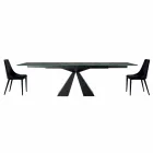 4 karrige moderne çeliku me sedilje prej kadifeje të mbushura të prodhuara në Itali - Nirvana Viadurini