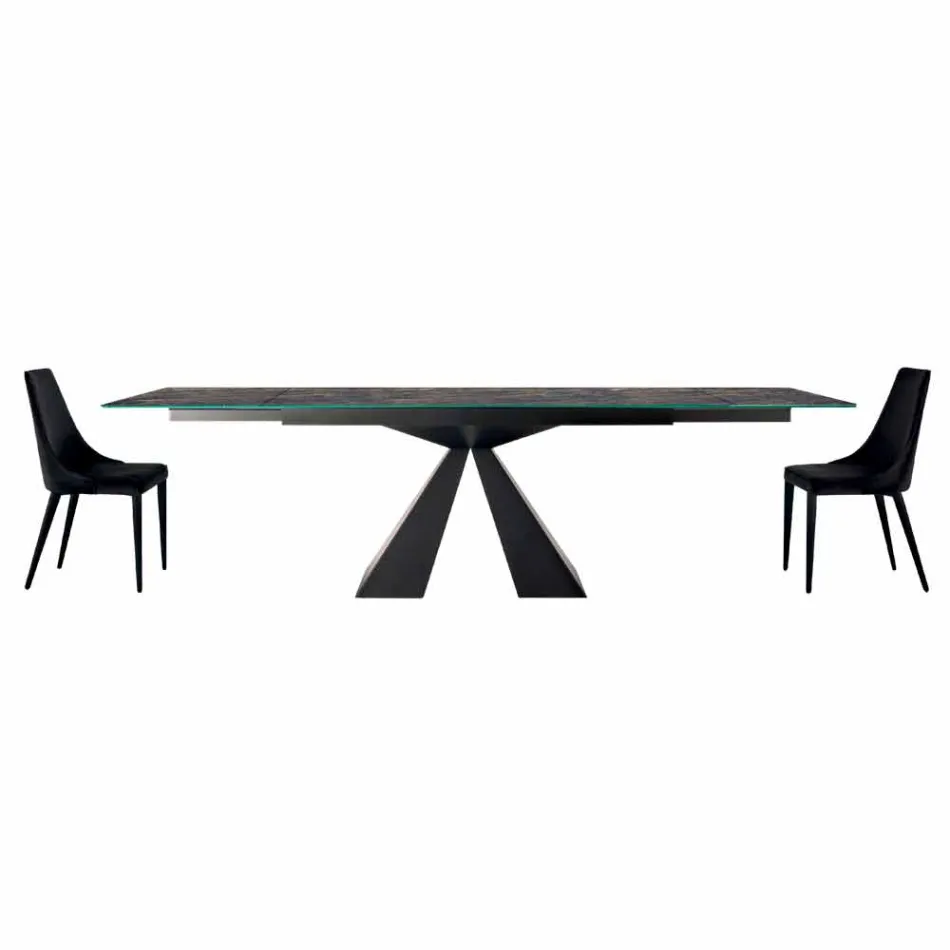 4 karrige moderne çeliku me sedilje prej kadifeje të mbushura të prodhuara në Itali - Nirvana Viadurini