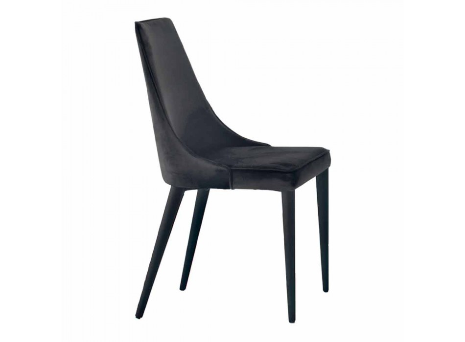 4 karrige moderne çeliku me sedilje prej kadifeje të veshur me susta Prodhuar në Itali - Nirvana Viadurini