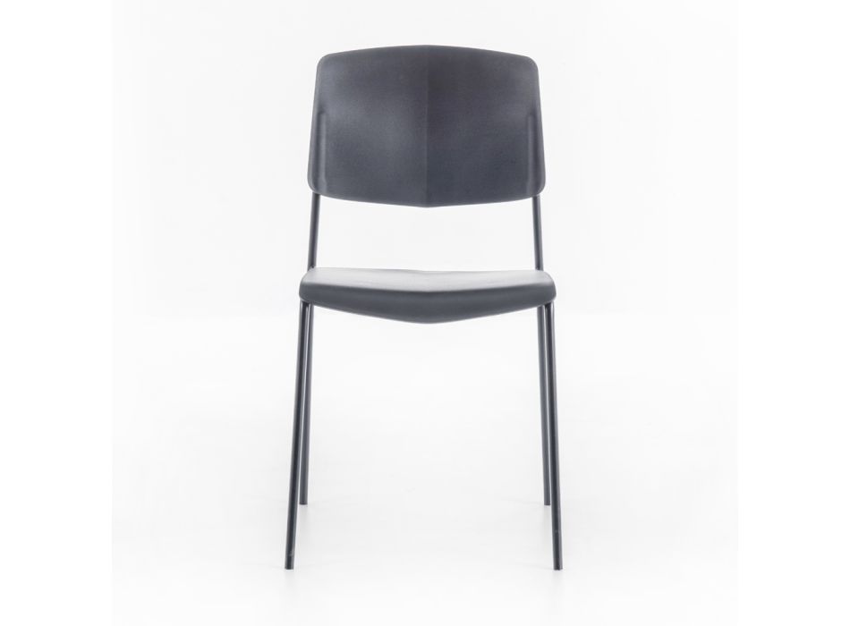 4 karrige të bëra me sedilje polipropileni me veshje të ndryshme dhe metal - Daiquiri Viadurini