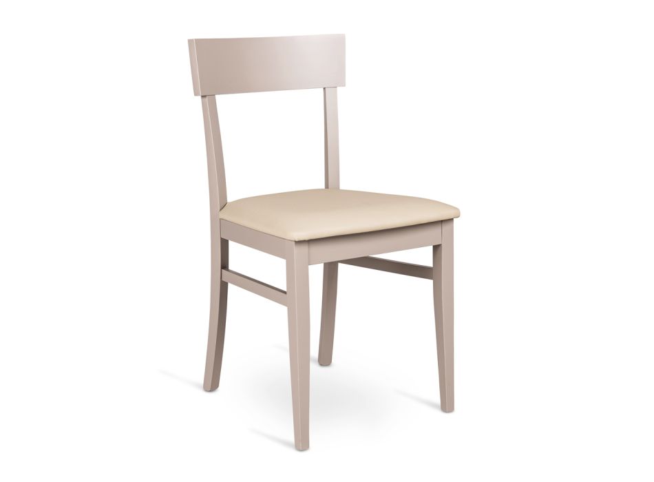 4 karrige të bëra me sedilje, strukturë dhe këmbë prej lëkure artificiale në dru të llakuar - Taikiri Viadurini