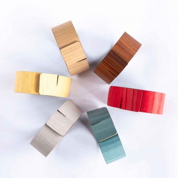 6 unaza pecete në dru dhe pëlhurë moderne prodhuar në Itali - i vockël