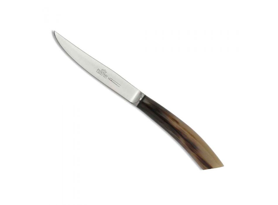 6 thika kuzhine artizanale me dorezë briri kau prodhuar në Itali - Detare Viadurini