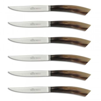 6 thika kuzhine artizanale me dorezë briri kau prodhuar në Itali - Detare