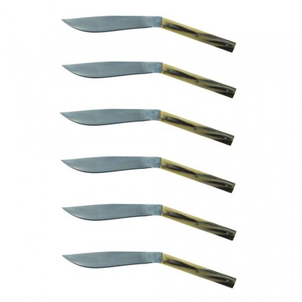 6 thika biftek ergonomike me teh çeliku të prodhuara në Itali - peshkaqen Viadurini