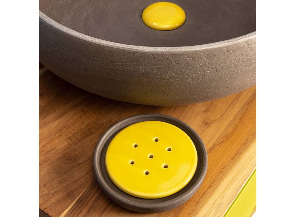 Aksesorë banjosh në argjilë zjarrduruese të verdhë Prodhuar në Itali - Antonella