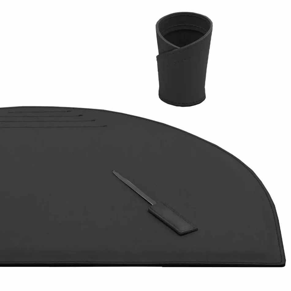 Aksesorë tavolinë në lëkure të rigjeneruar 5 copë të bëra në Itali - Medea Viadurini