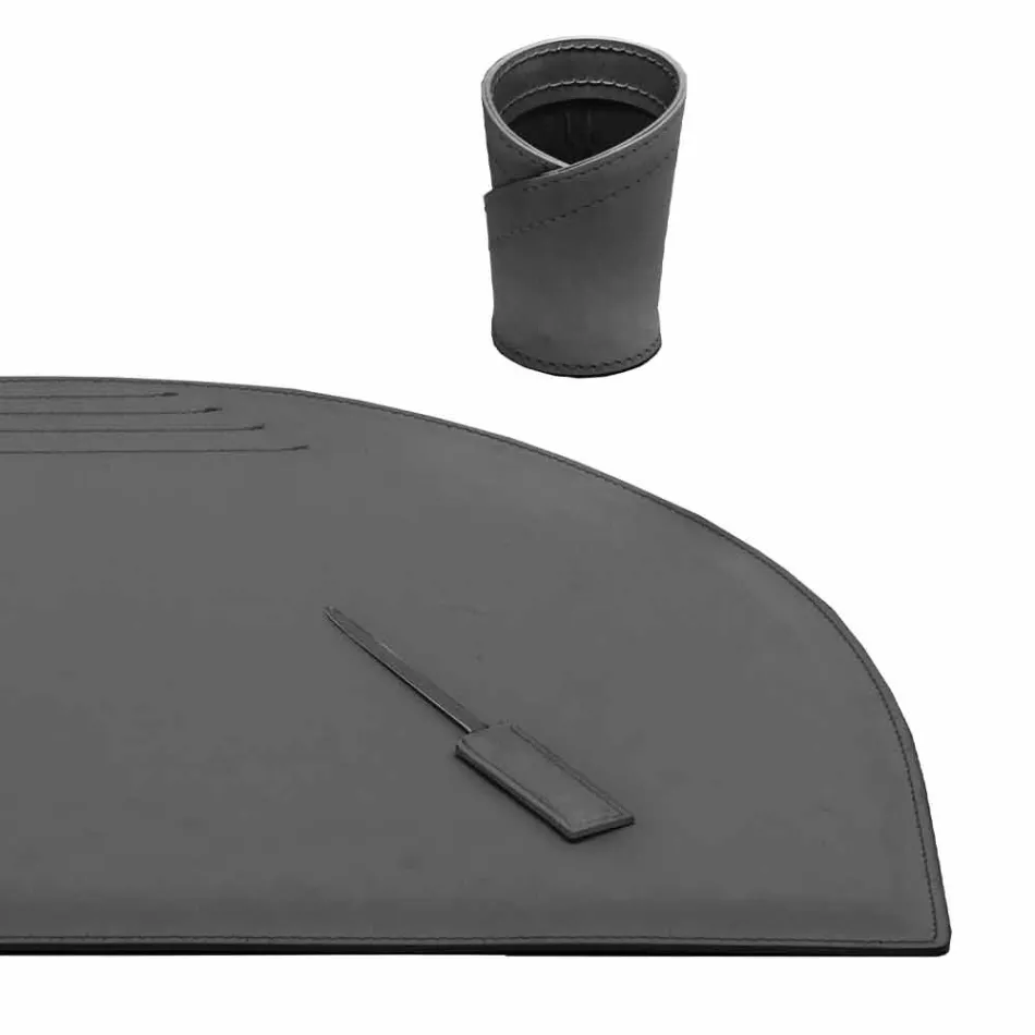 Aksesorë tavolinë në lëkure të rigjeneruar 5 copë të bëra në Itali - Medea Viadurini