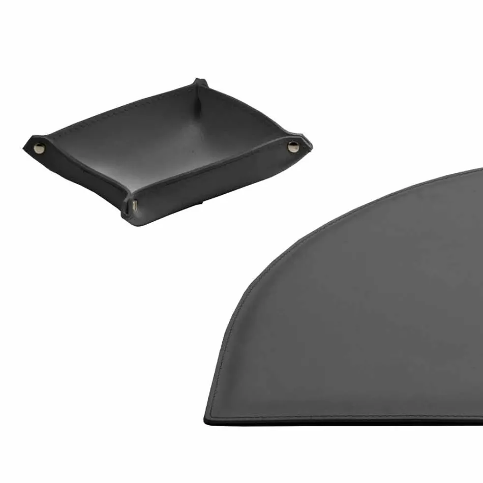 Aksesorë tavolinë në lëkure të rigjeneruar 5 copë të bëra në Itali - Medea Viadurini