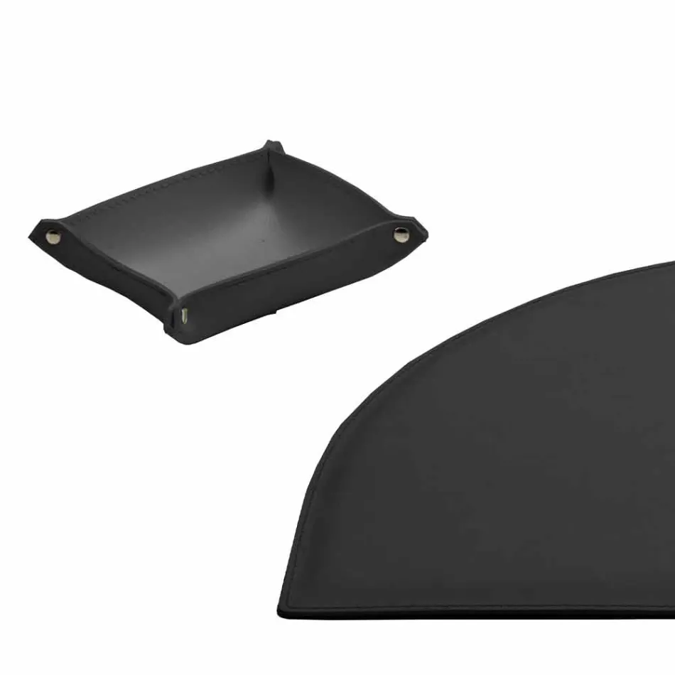 Aksesorë tavolinë në lëkure të rigjeneruar 5 copë të bëra në Itali - Medea Viadurini