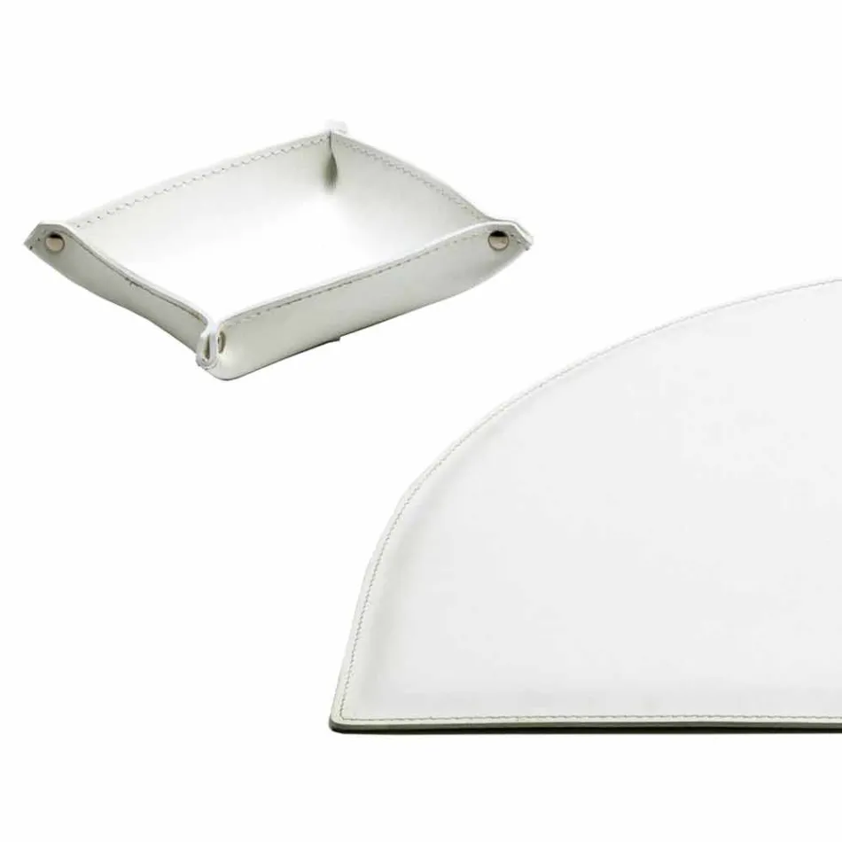 Aksesorë tavolinë në lëkure të rigjeneruar 5 copë të bëra në Itali - Medea Viadurini