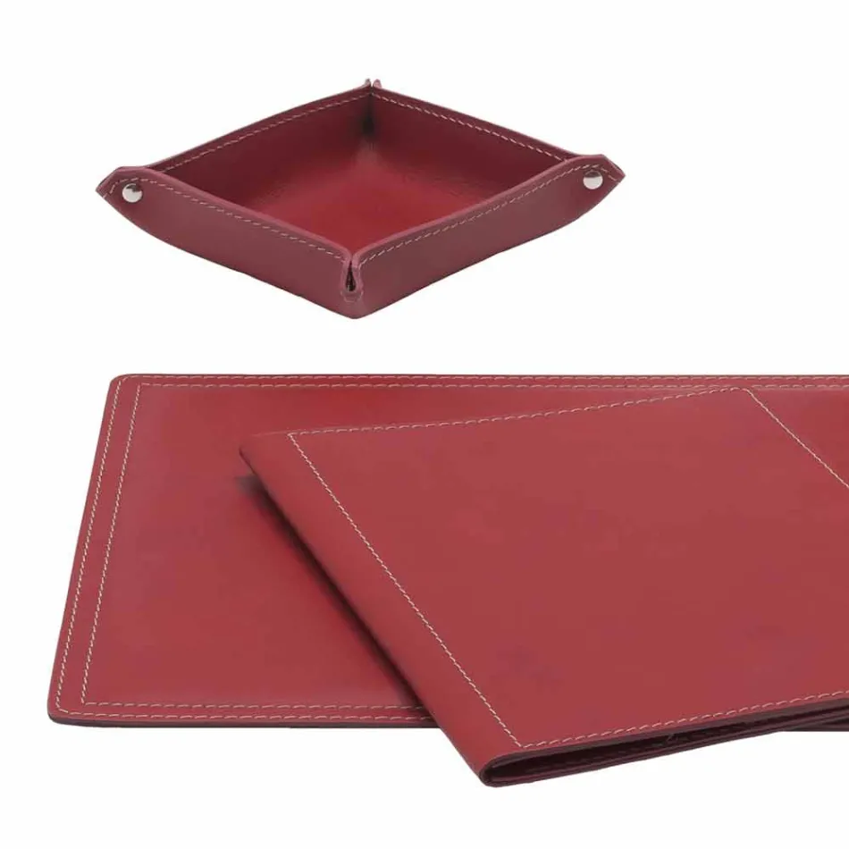 Aksesorë 5 Tavolinë prej lëkure të Rigjeneruar në pjesë të bëra në Itali - Ascanio Viadurini