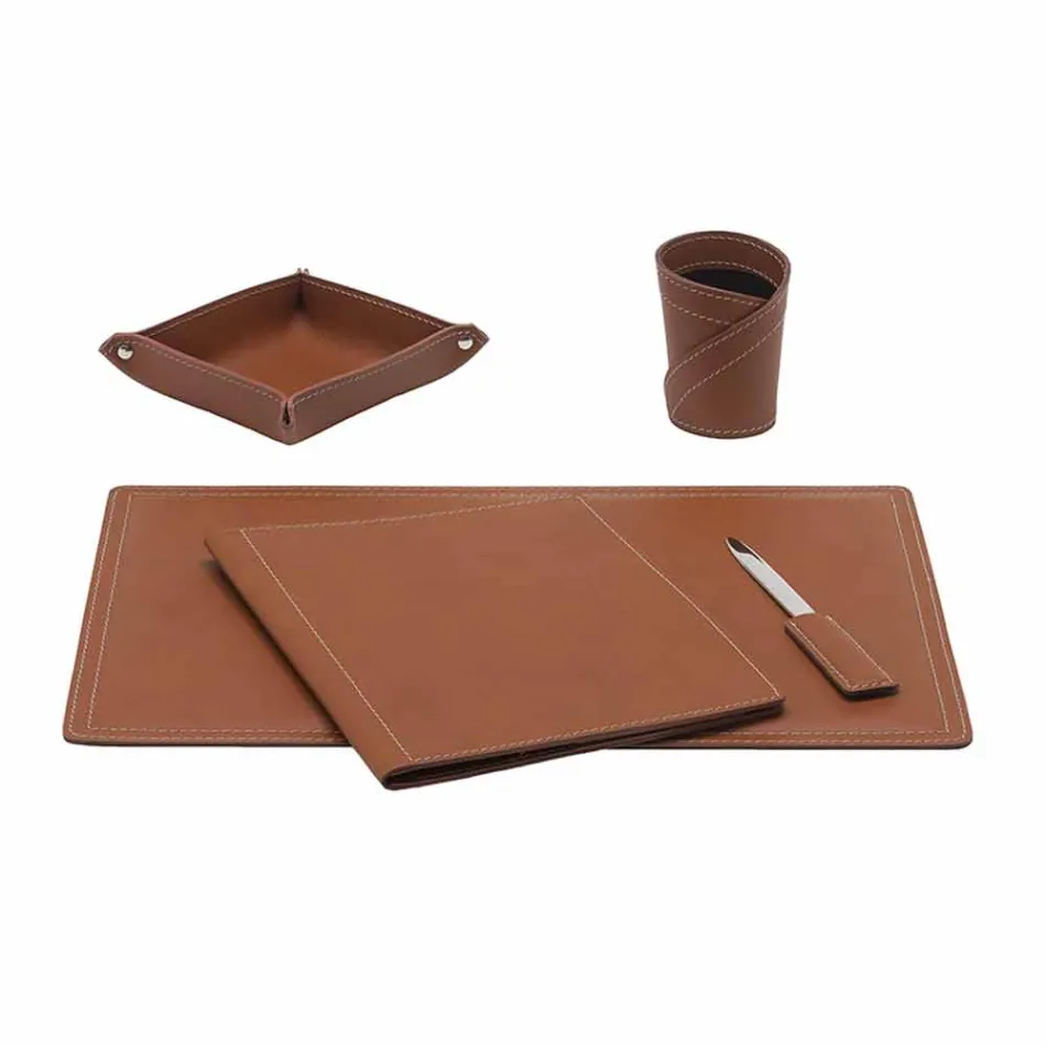 Aksesorë 5 Tavolinë prej lëkure të Rigjeneruar në pjesë të bëra në Itali - Ascanio Viadurini