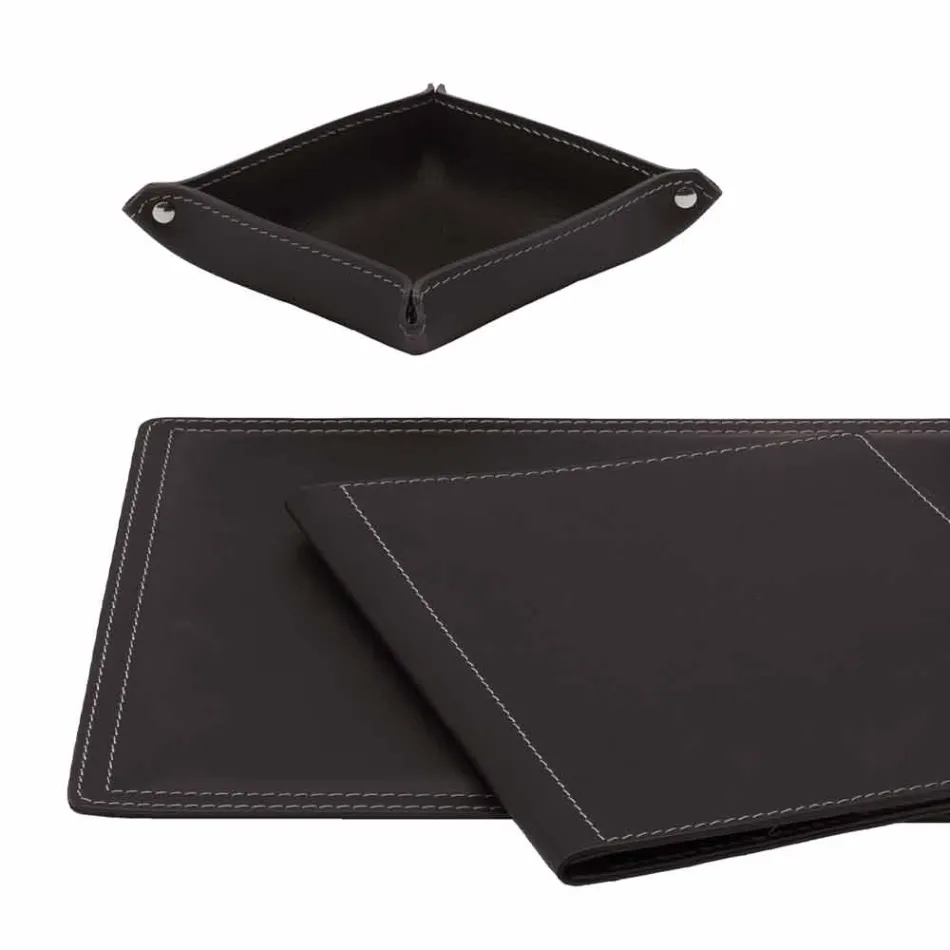 Aksesorë 5 Tavolinë prej lëkure të Rigjeneruar në pjesë të bëra në Itali - Ascanio Viadurini