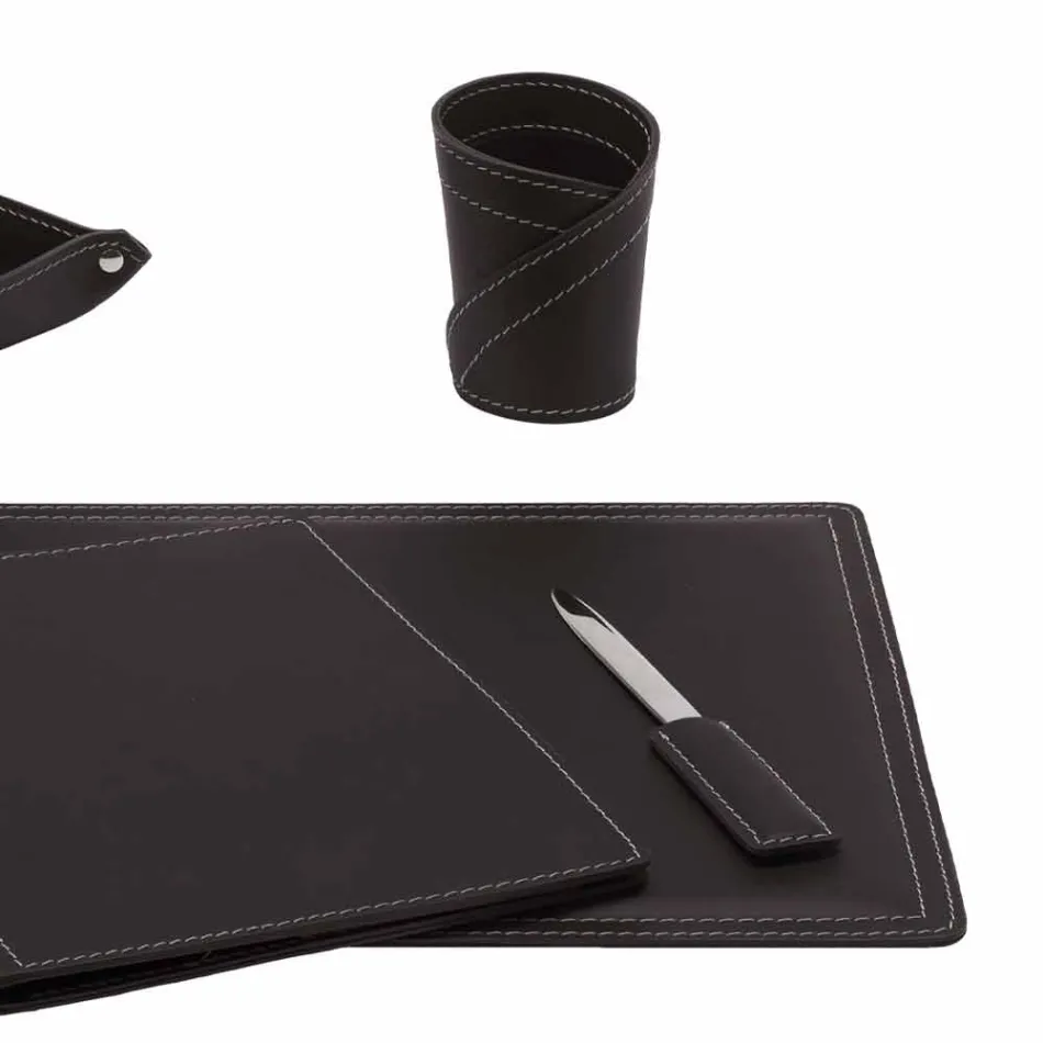 Aksesorë 5 Tavolinë prej lëkure të Rigjeneruar në pjesë të bëra në Itali - Ascanio Viadurini