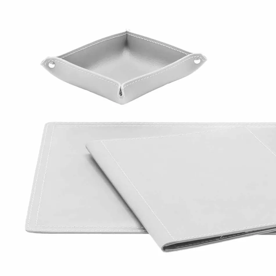 Aksesorë 5 Tavolinë prej lëkure të Rigjeneruar në pjesë të bëra në Itali - Ascanio Viadurini