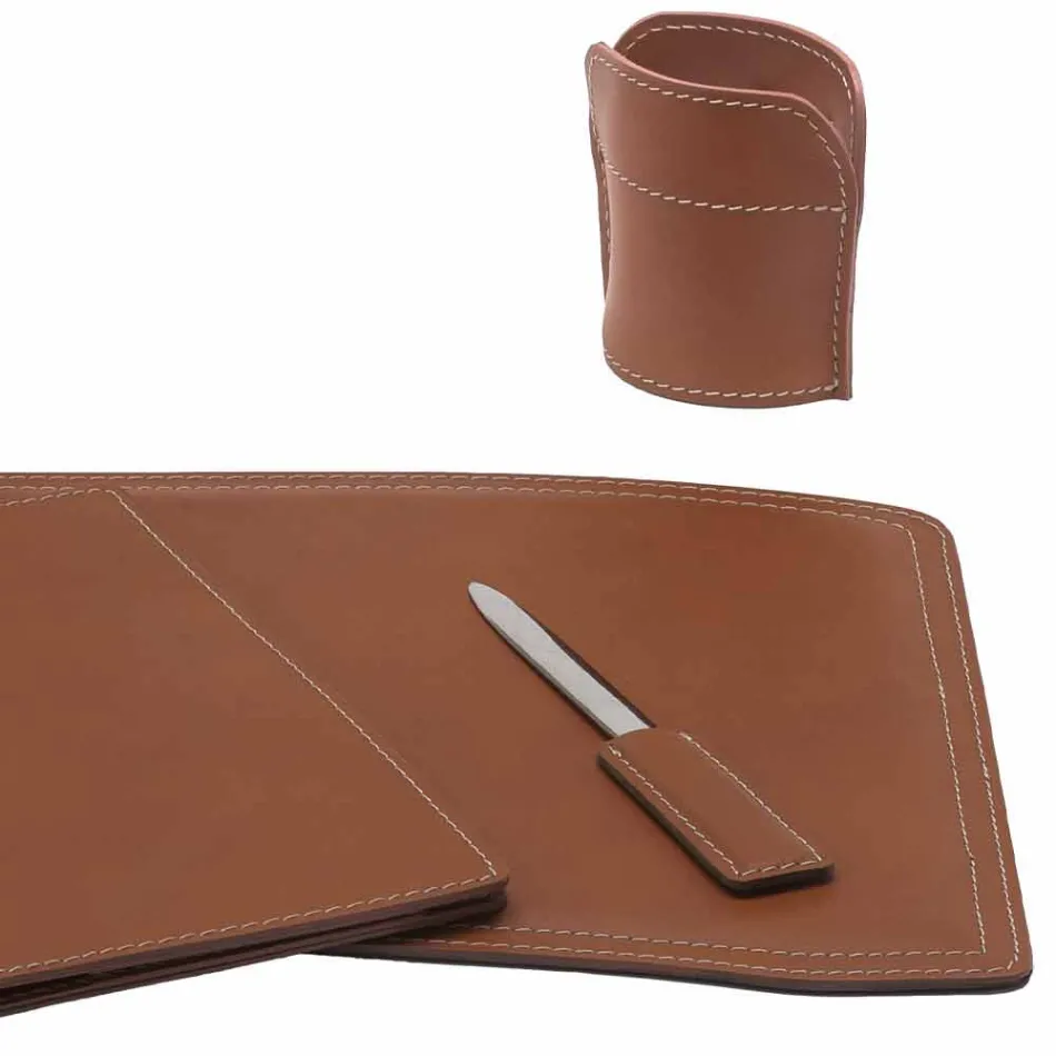 Aksesorë 5 Tavolinë prej lëkure të Rigjeneruar në pjesë të prodhuara në Itali - Brando Viadurini