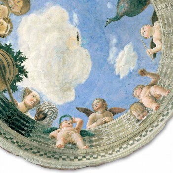 afresk i madh Mantegna "Oculus me kerubinët dhe Dame me pamje"
