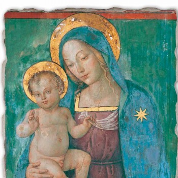 afresk i shkëlqyeshëm Pinturicchio "Madonna with Child" punuar me dorë
