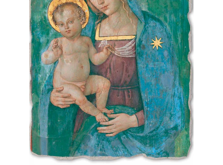 afresk i shkëlqyeshëm Pinturicchio "Madonna with Child" punuar me dorë Viadurini