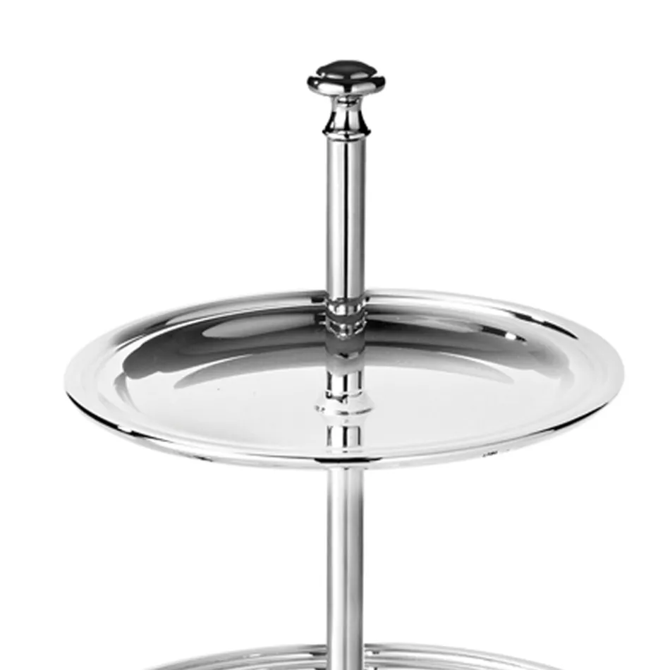 Qëndroni për ëmbëlsirat, ëmbëlsira, shuplakë me 2 nivele në metal luksoz të veshur me argjend-Gengo Viadurini