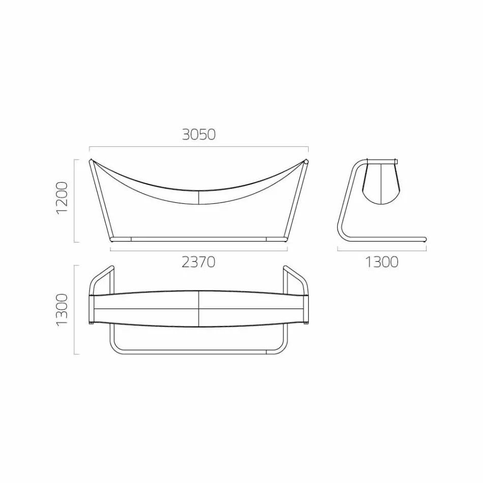 Projektimi hamak në çelik dhe kopsht i zi Prodhuar në Itali - Cumberland Viadurini