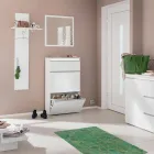 Raft për pallto në korridor me dru të bardhë ose antracit me shkëlqim - Emanuelito Viadurini