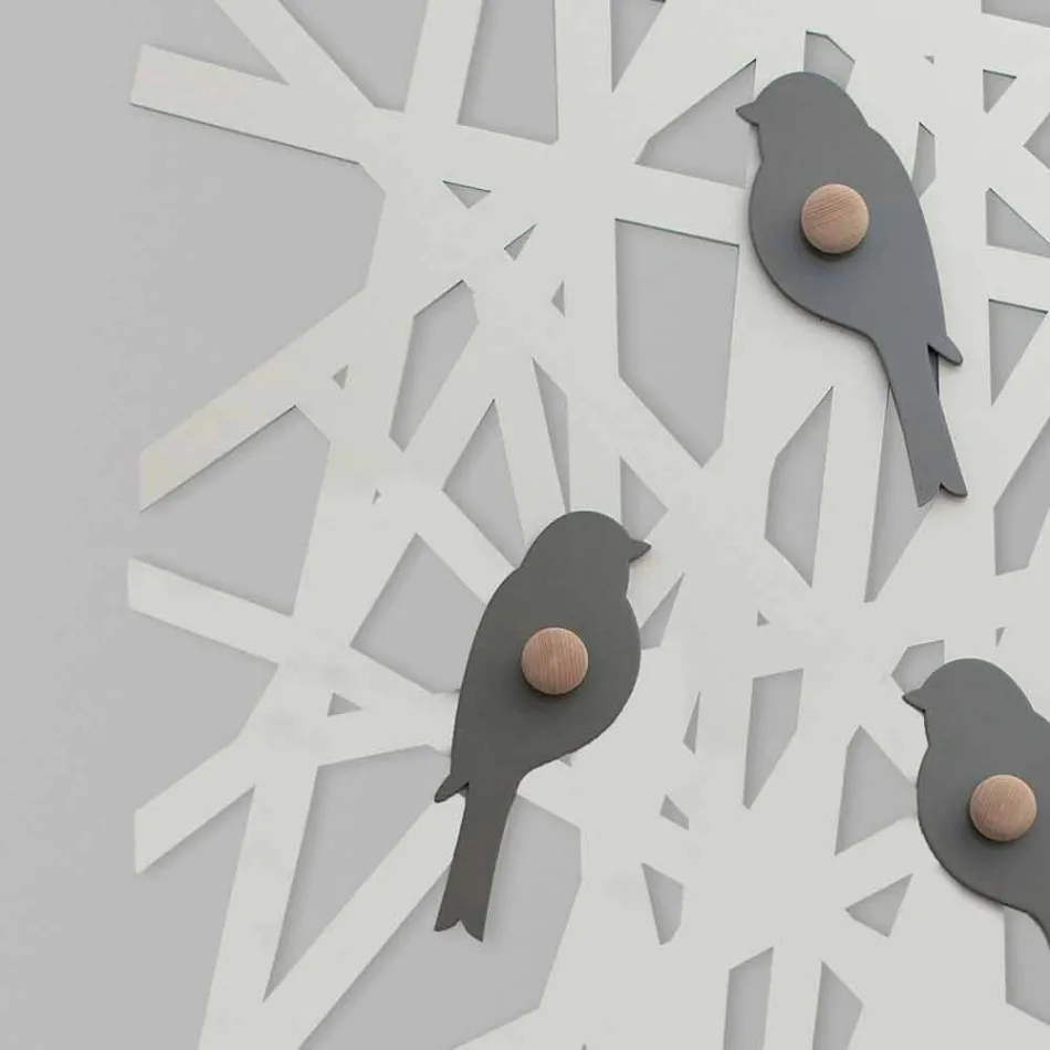 Raft pallto muri në dru me ngjyrë me një model modern - Alberuccell Viadurini