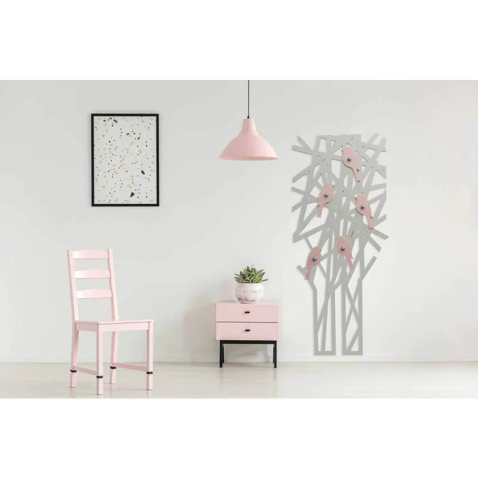 Raft pallto muri në dru me ngjyrë me një model modern - Alberuccell Viadurini