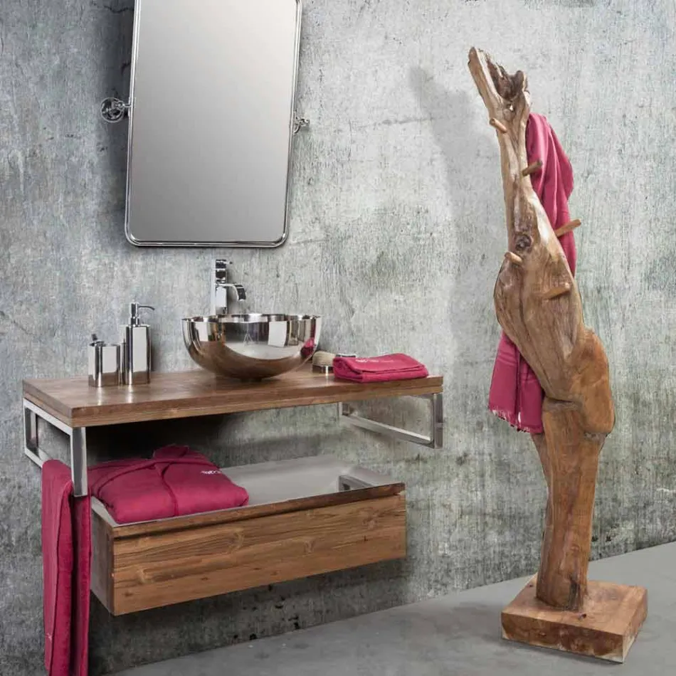 Mbështetëse pallto me strukturë dhe kunja në dru tik të ngurtë - Bredhi Viadurini