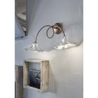 Aplikim 2 dritash i punuar me dorë në qeramikë me shkëlqim me trëndafila dhe hekur - Lecco Viadurini