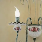 Llamba muri me 2 drita në qeramikë të dekoruar me dorë dhe tunxh antik - Sanremo Viadurini