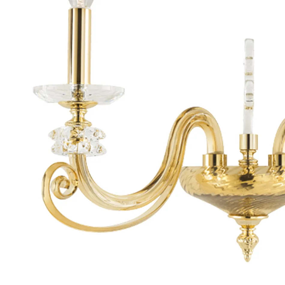 Llambë muri me 2 drita në xhami të fryrë dhe kristal optik luksoz klasik - Cassea Viadurini