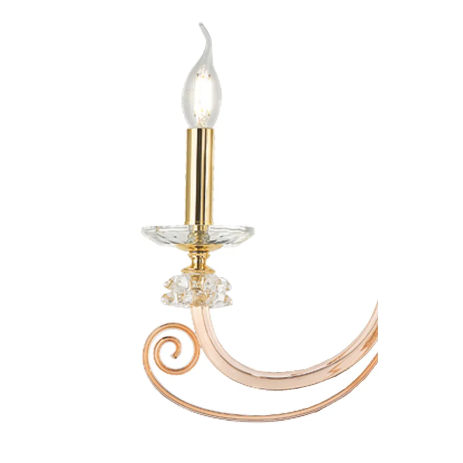 Llambë muri me 2 drita në xhami të fryrë dhe kristal optik luksoz klasik - Cassea Viadurini