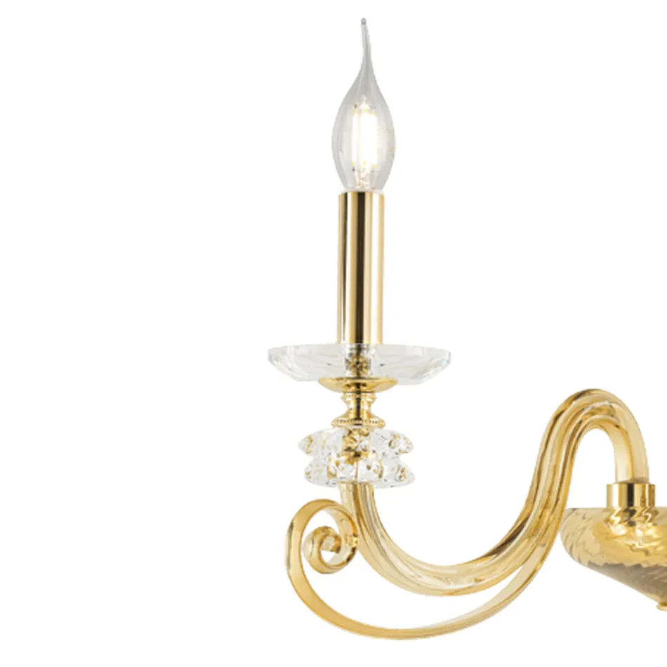 Llambë muri me 3 drita Xham të fryrë dhe kristal optik luksoz klasik - Cassea Viadurini