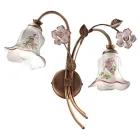 Llamba muri 2 drita në metal dhe qeramike e dekoruar me dorë me trëndafil - Pisa Viadurini