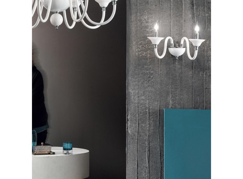 Llambë muri 2 dritash në stilin klasik italian të qelqit artizanal - Mindful Viadurini