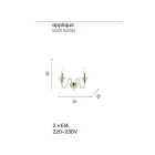 Llambë muri 2 dritash në stilin klasik italian të qelqit artizanal - Mindful Viadurini