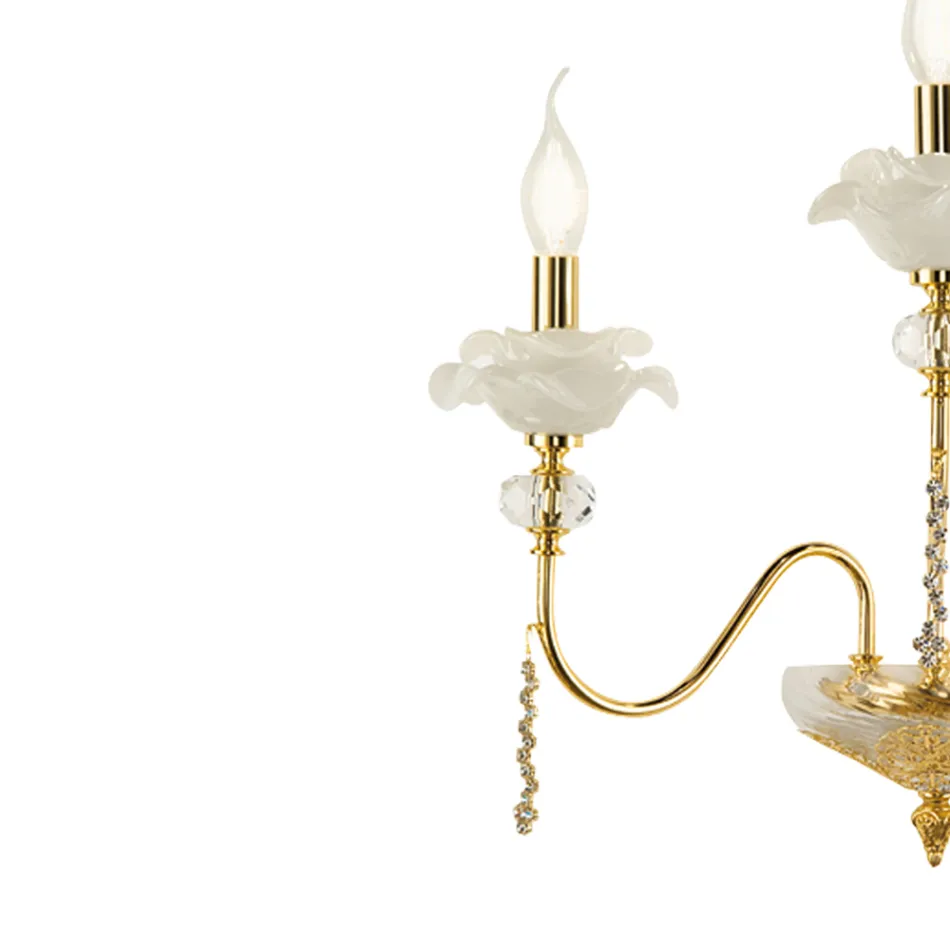 Llambë muri klasike 6 të lehta në qelq, kristal dhe metal luksoz - Flanders Viadurini