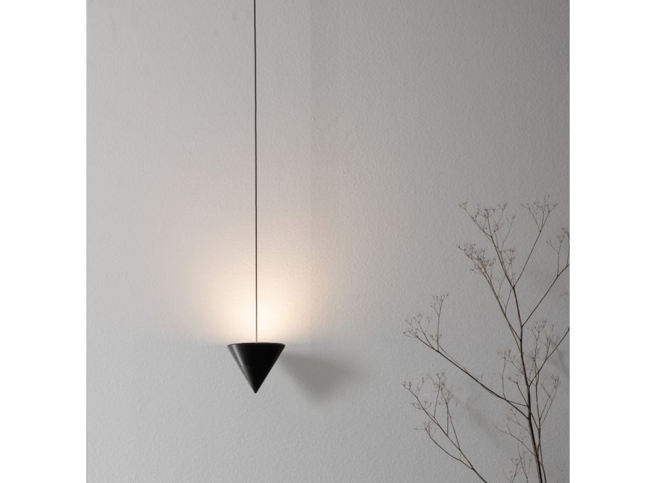 Drita e murit në alumin e zi dhe kone Dizajn i shkëlqyeshëm minimal - Mercado Viadurini