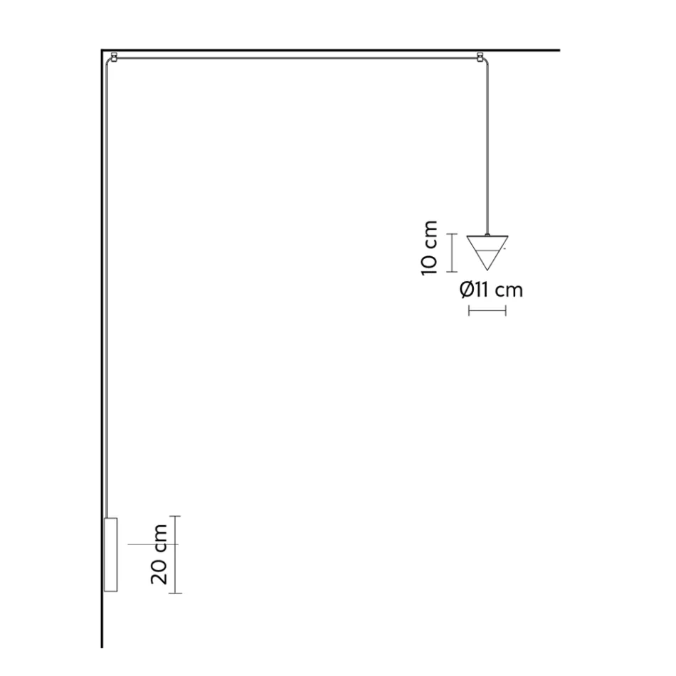 Drita e murit në alumin e zi dhe kone Dizajn i shkëlqyeshëm minimal - Mercado Viadurini