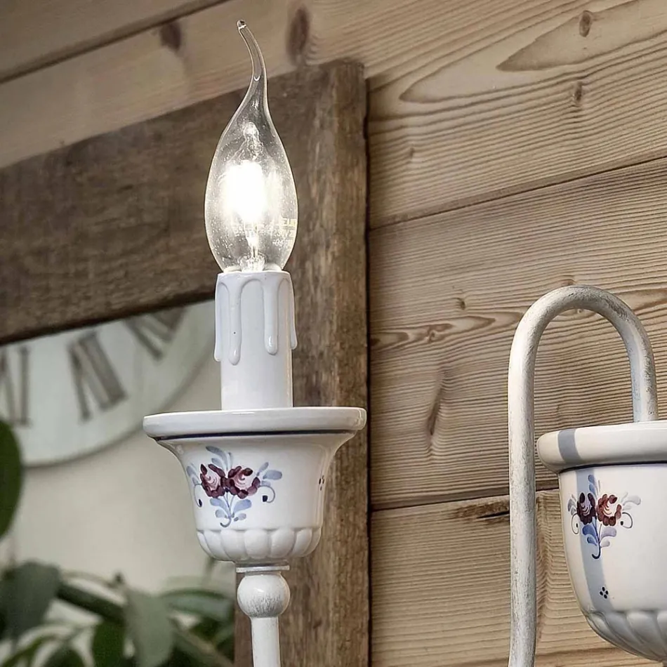 Shkallë muri artizanale në qeramikë dhe tunxh të lyer me dorë - Sanremo Viadurini