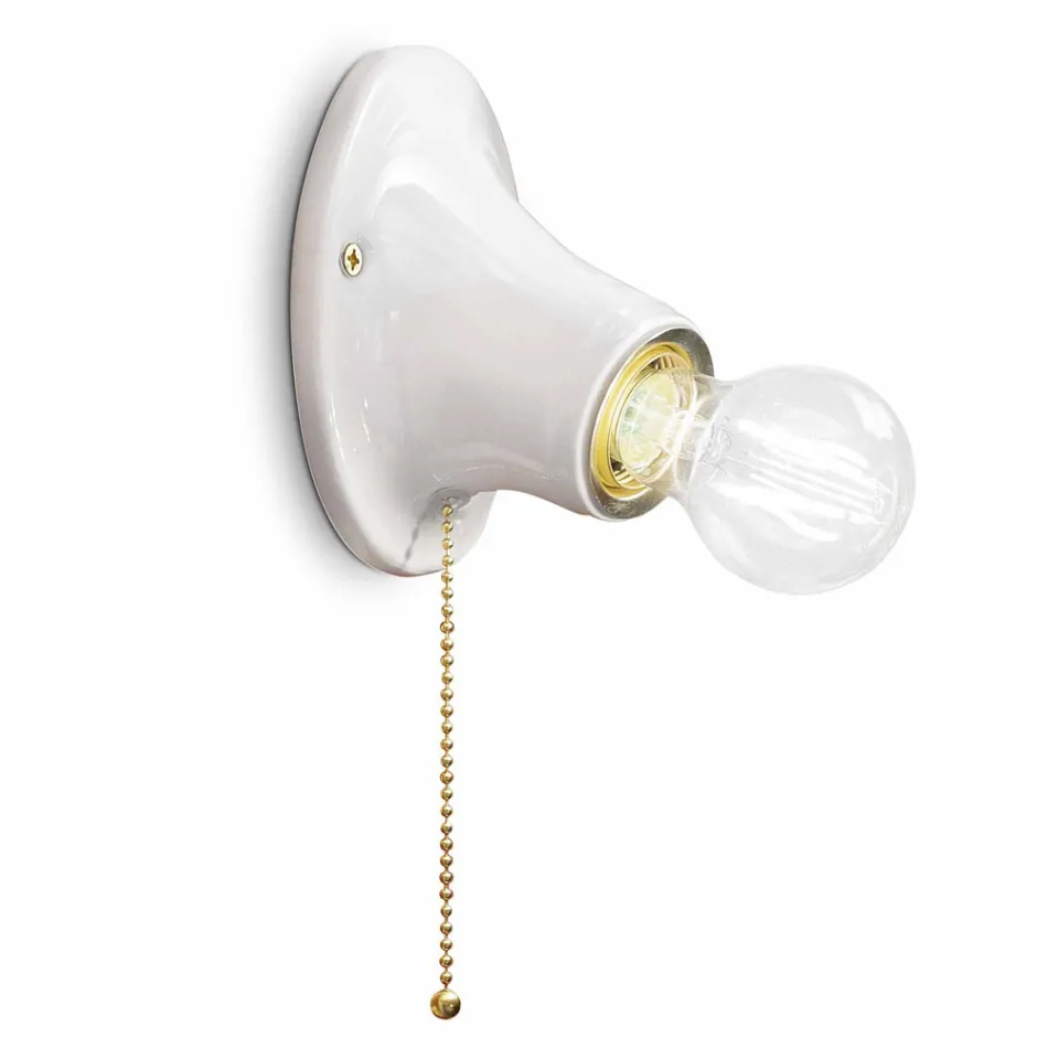 Llambë murature qeramike e bardhë Trieste e bërë në Itali nga Ferroluce Viadurini