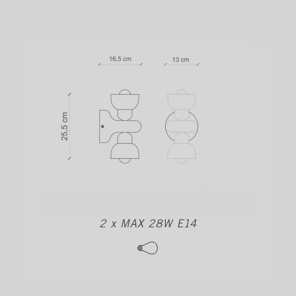 Shkallë muri qeramike me 2 drita Prodhuar në Itali - Berimbau Viadurini